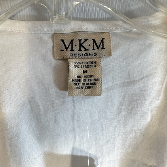 MKM Designs Womens Size M Blouse Wrap Tie Ruffle Lace Trim V-Neck Puff Sleeves - Picture 4 of 15